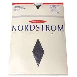 VTG NOS NORDSTROM Pantyhose Control Top Sheer Size B Black Illusion Hosiery 176
